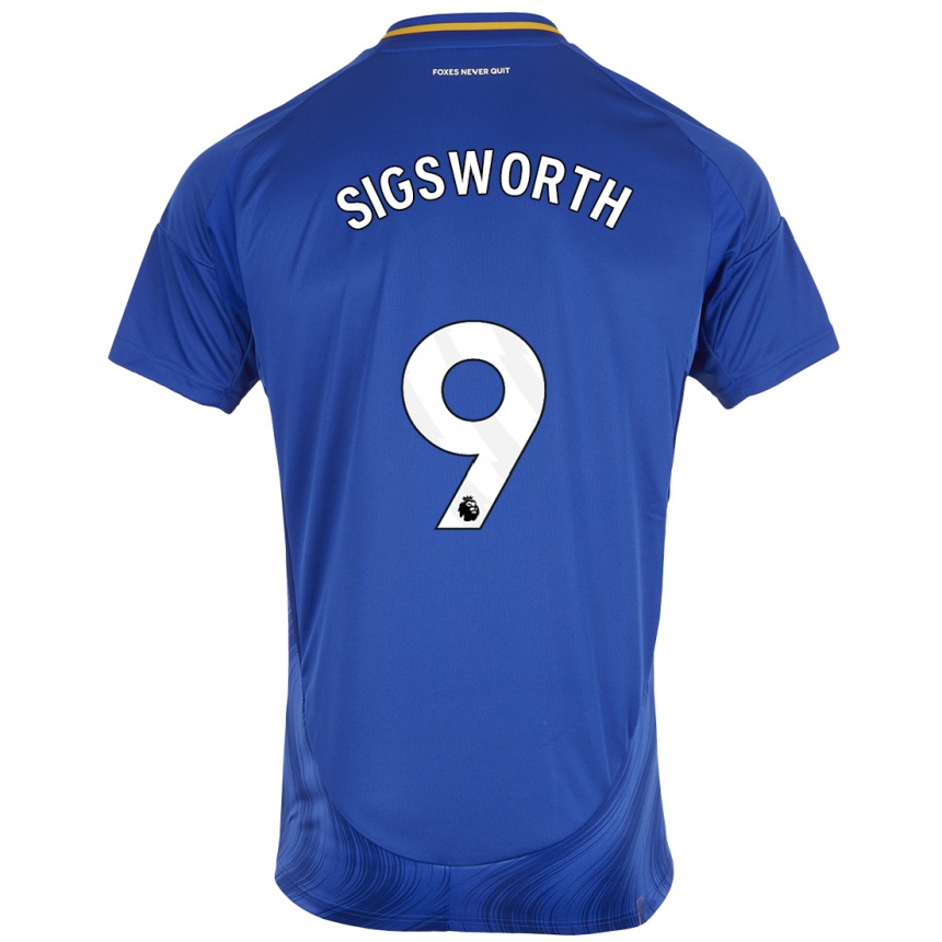 Kids Football Jessica Sigsworth #9 Blue White Home Jersey 2024/25 T-Shirt