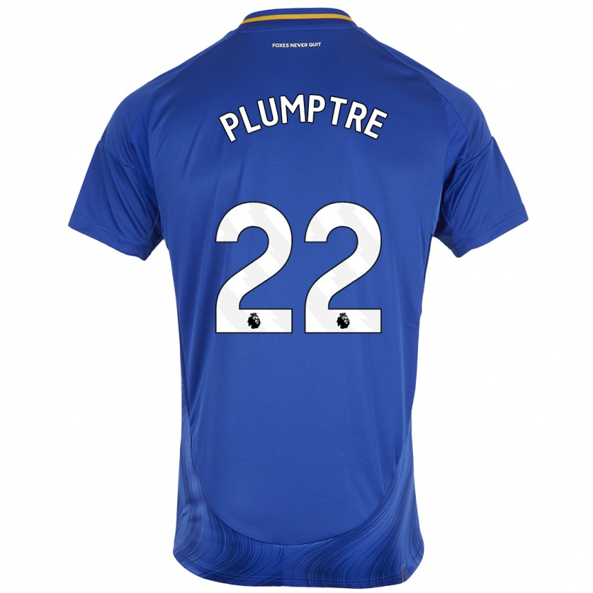 Kids Football Ashleigh Plumptre #22 Blue White Home Jersey 2024/25 T-Shirt