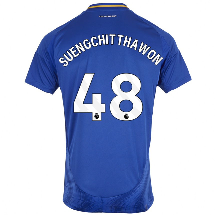 Kids Football Thanawat Suengchitthawon #48 Blue White Home Jersey 2024/25 T-Shirt