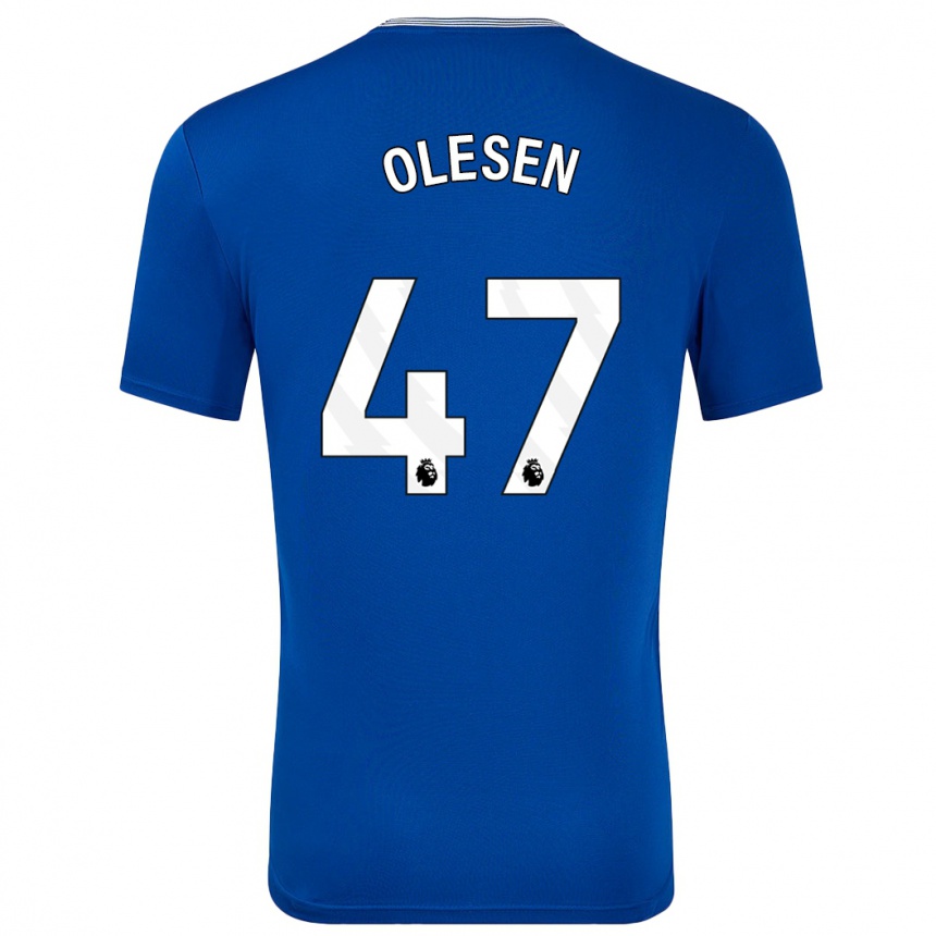 Kids Football Karoline Olesen #47 Blue With Home Jersey 2024/25 T-Shirt