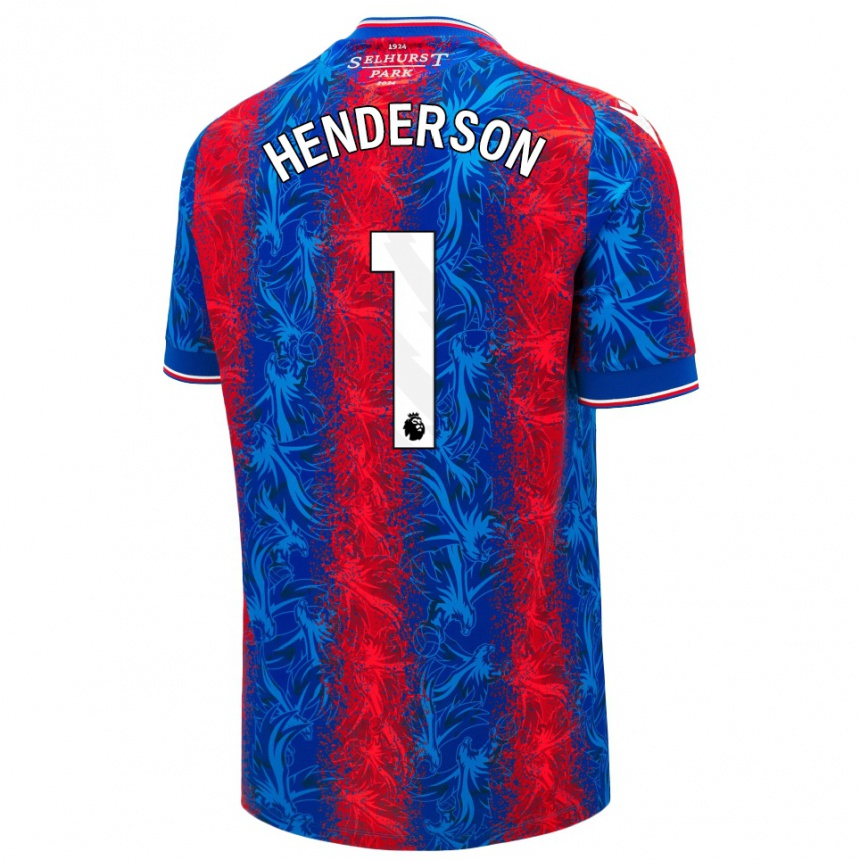 Kids Football Dean Henderson #1 Red Blue Stripes Home Jersey 2024/25 T-Shirt