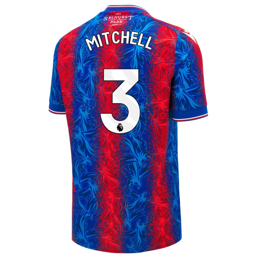 Kids Football Tyrick Mitchell #3 Red Blue Stripes Home Jersey 2024/25 T-Shirt