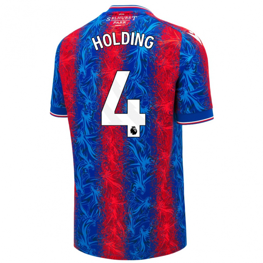 Kids Football Rob Holding #4 Red Blue Stripes Home Jersey 2024/25 T-Shirt