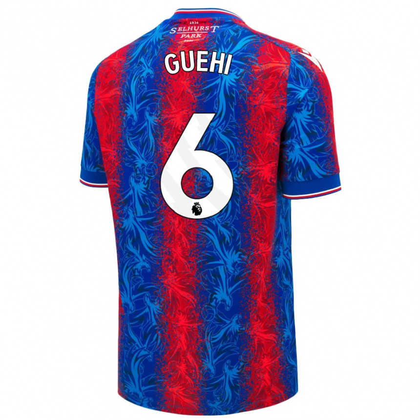 Kids Football Marc Guéhi #6 Red Blue Stripes Home Jersey 2024/25 T-Shirt