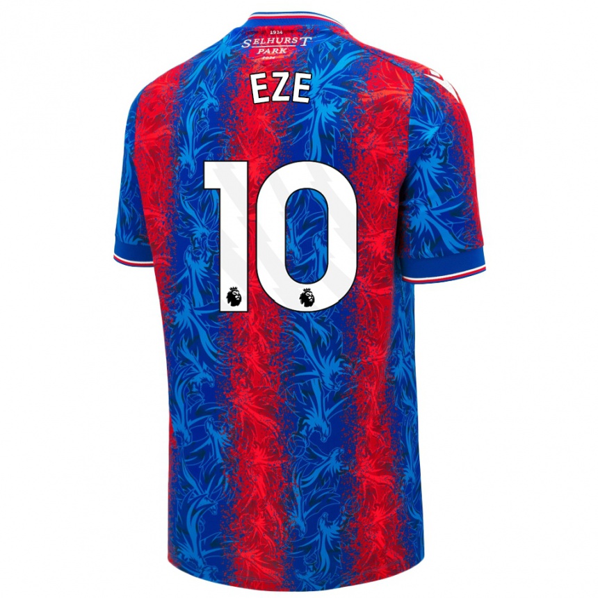 Kids Football Eberechi Eze #10 Red Blue Stripes Home Jersey 2024/25 T-Shirt