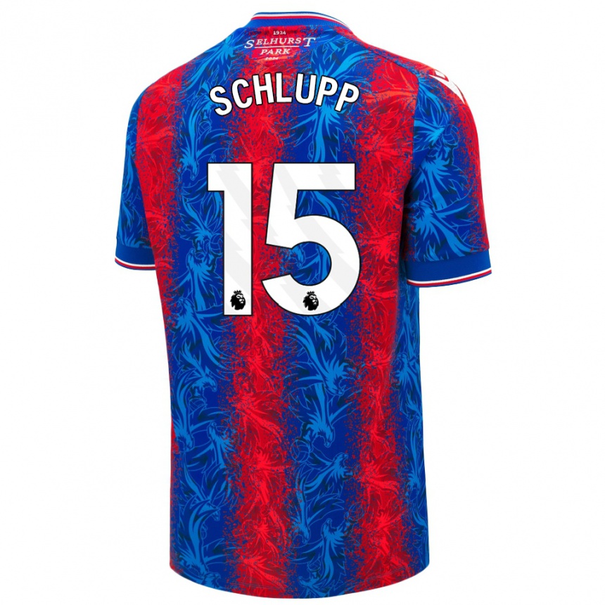 Kids Football Jeffrey Schlupp #15 Red Blue Stripes Home Jersey 2024/25 T-Shirt