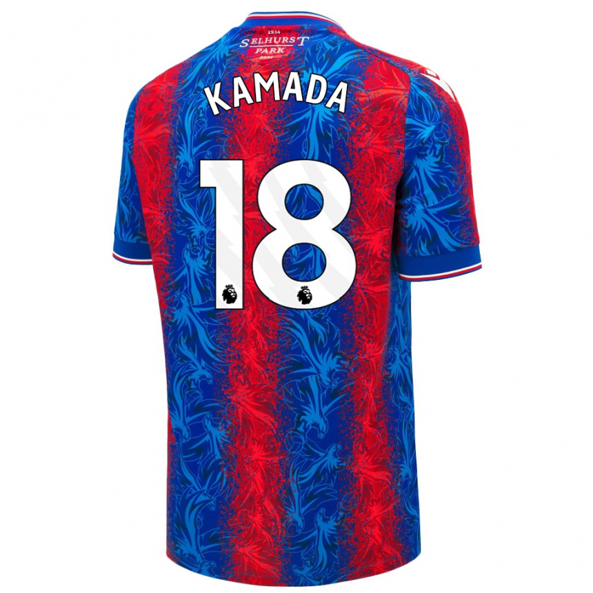 Kids Football Daichi Kamada #18 Red Blue Stripes Home Jersey 2024/25 T-Shirt