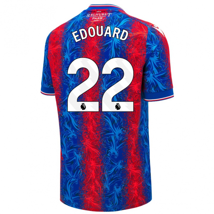 Kids Football Odsonne Edouard #22 Red Blue Stripes Home Jersey 2024/25 T-Shirt