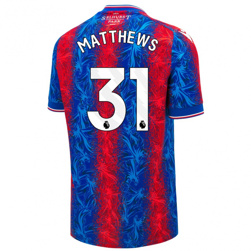 Kids Football Remi Matthews #31 Red Blue Stripes Home Jersey 2024/25 T-Shirt