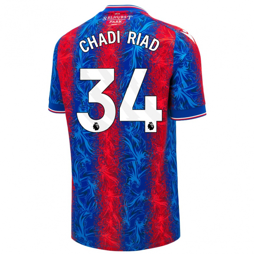 Kids Football Chadi Riad #34 Red Blue Stripes Home Jersey 2024/25 T-Shirt