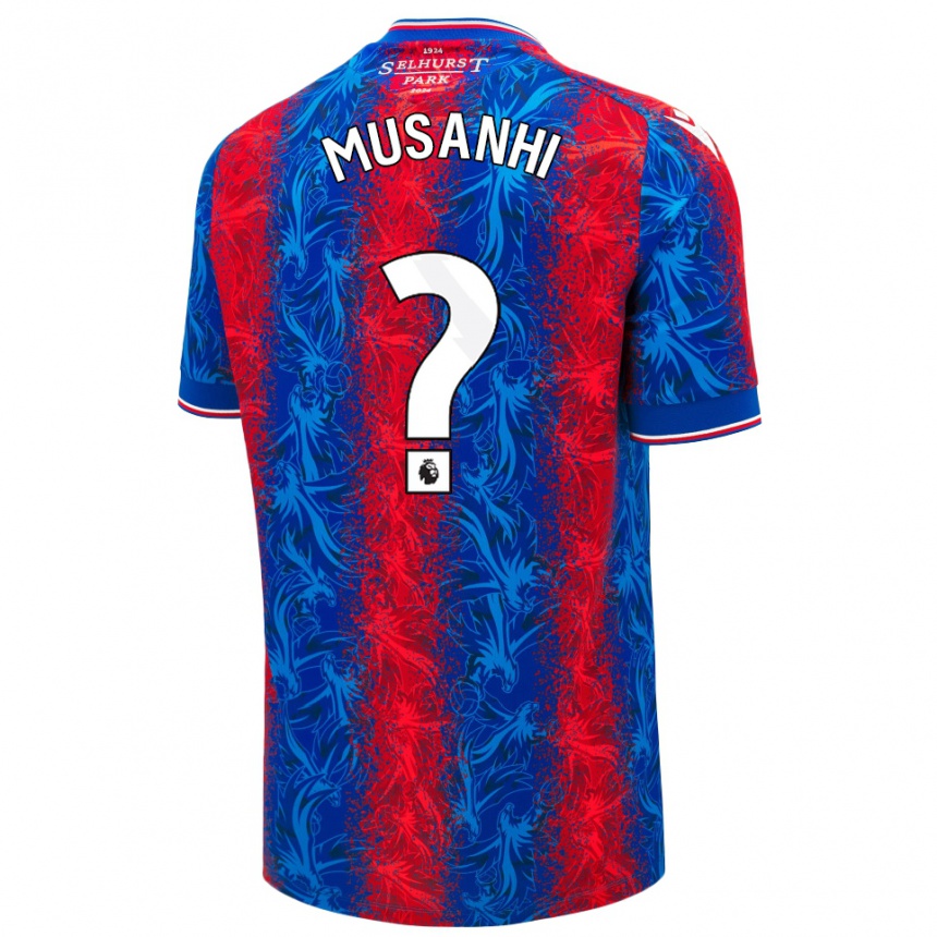 Kids Football Kurai Musanhi #0 Red Blue Stripes Home Jersey 2024/25 T-Shirt