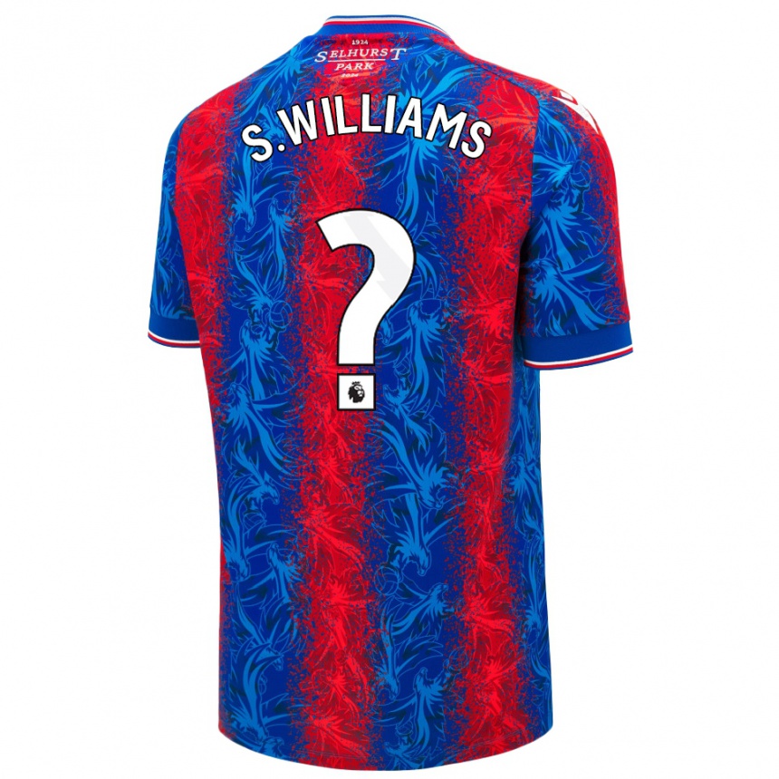 Kids Football Seb Williams #0 Red Blue Stripes Home Jersey 2024/25 T-Shirt