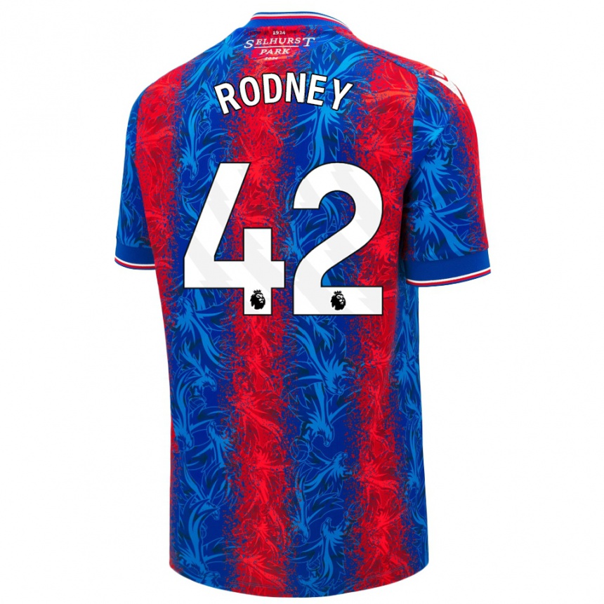 Kids Football Kaden Rodney #42 Red Blue Stripes Home Jersey 2024/25 T-Shirt