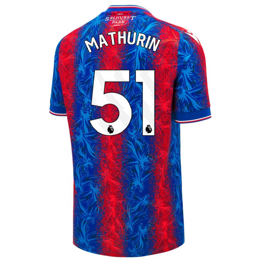 Kids Football Roshaun Mathurin #51 Red Blue Stripes Home Jersey 2024/25 T-Shirt