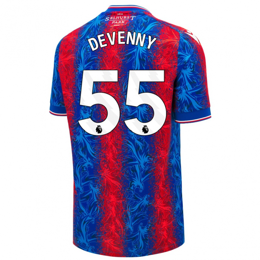 Kids Football Justin Devenny #55 Red Blue Stripes Home Jersey 2024/25 T-Shirt