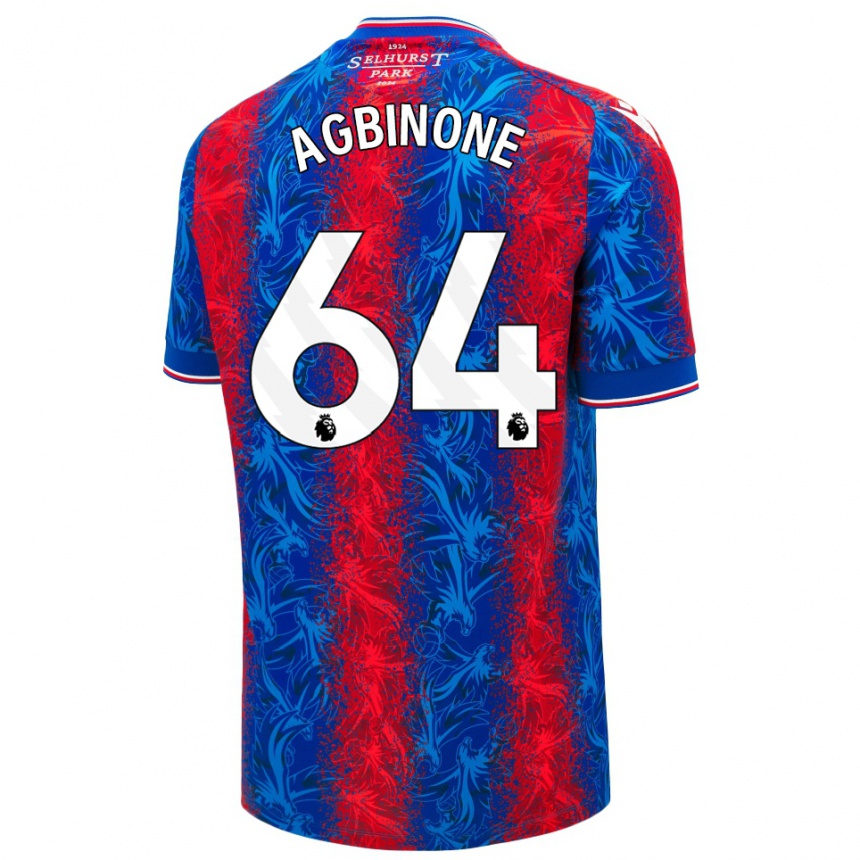 Kids Football Asher Agbinone #64 Red Blue Stripes Home Jersey 2024/25 T-Shirt