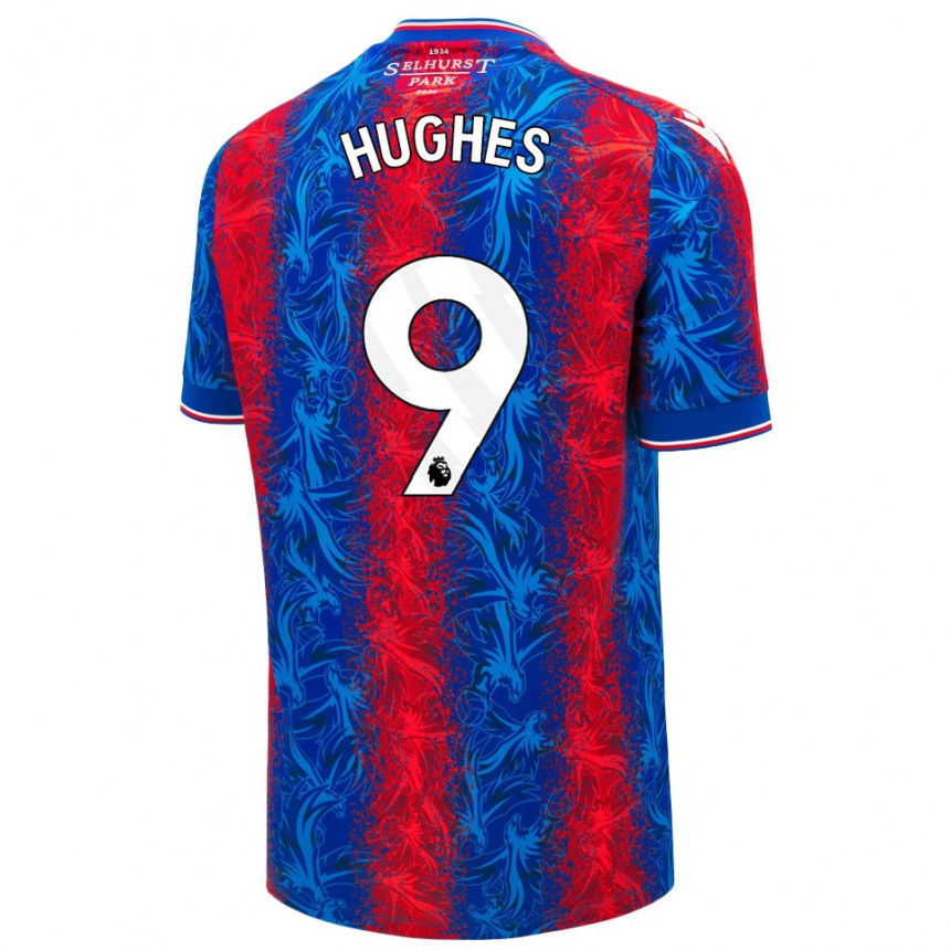 Kids Football Elise Hughes #9 Red Blue Stripes Home Jersey 2024/25 T-Shirt