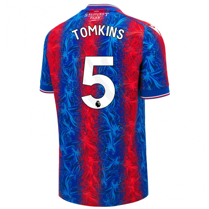 Kids Football James Tomkins #5 Red Blue Stripes Home Jersey 2024/25 T-Shirt