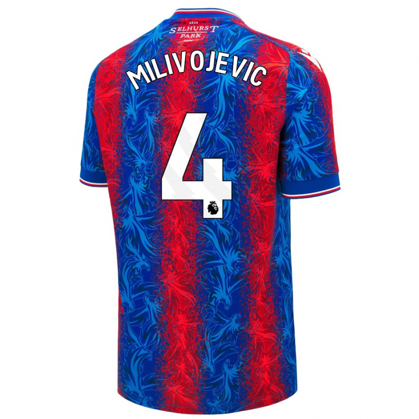 Kids Football Luka Milivojevic #4 Red Blue Stripes Home Jersey 2024/25 T-Shirt