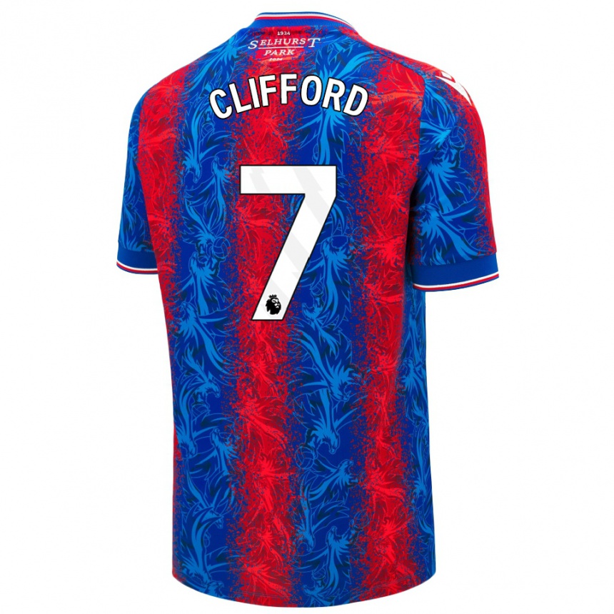 Kids Football Charley Clifford #7 Red Blue Stripes Home Jersey 2024/25 T-Shirt