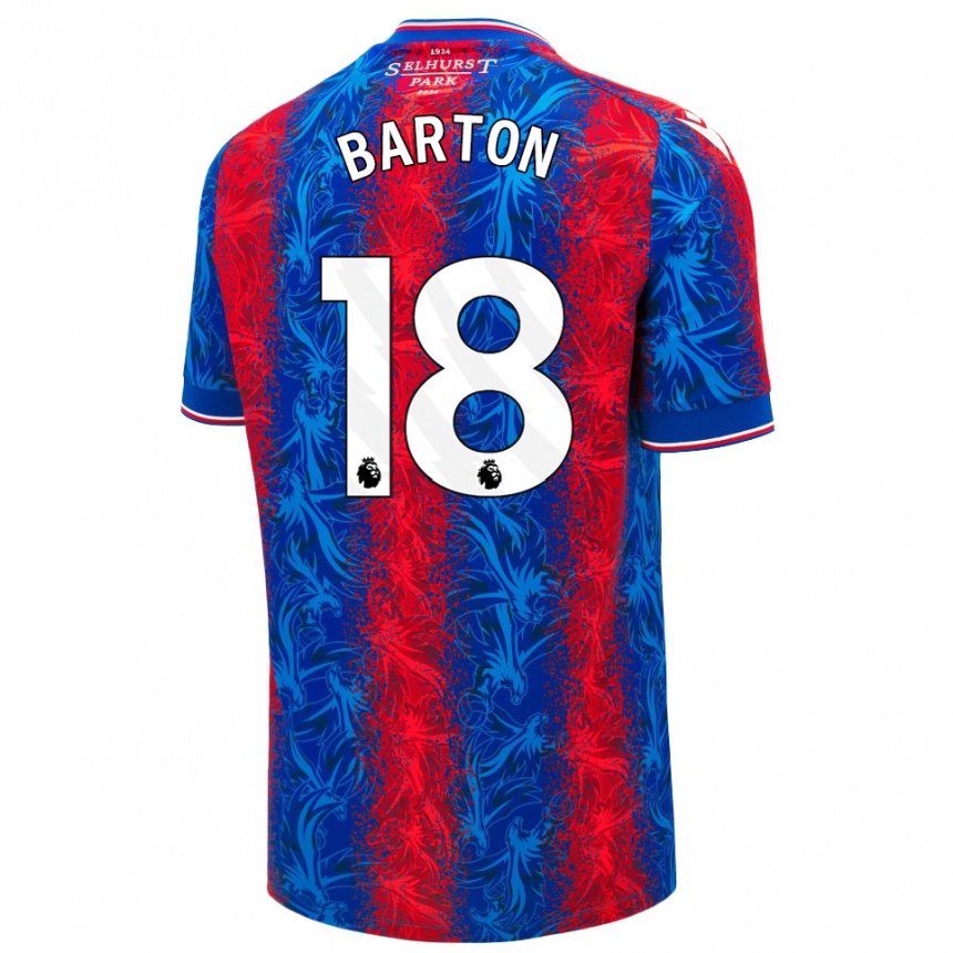 Kids Football Kirsty Barton #18 Red Blue Stripes Home Jersey 2024/25 T-Shirt