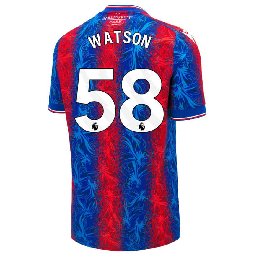 Kids Football Noah Watson #58 Red Blue Stripes Home Jersey 2024/25 T-Shirt