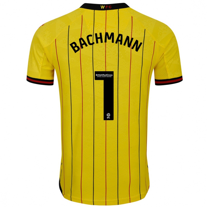 Kids Football Daniel Bachmann #1 Yellow Black Home Jersey 2024/25 T-Shirt