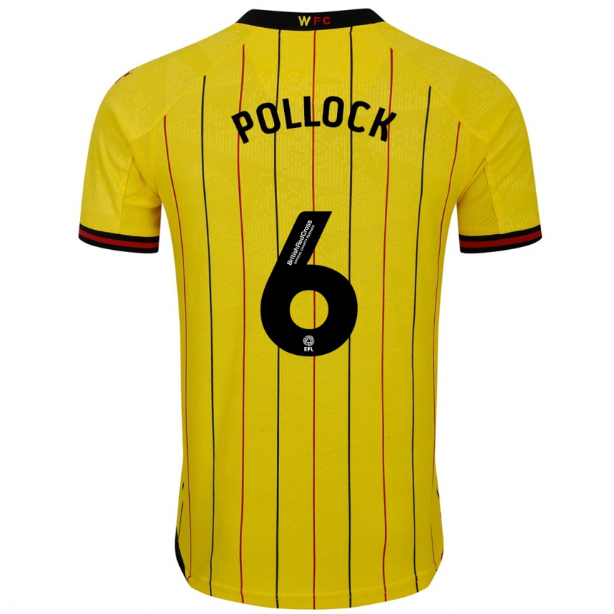 Kids Football Mattie Pollock #6 Yellow Black Home Jersey 2024/25 T-Shirt