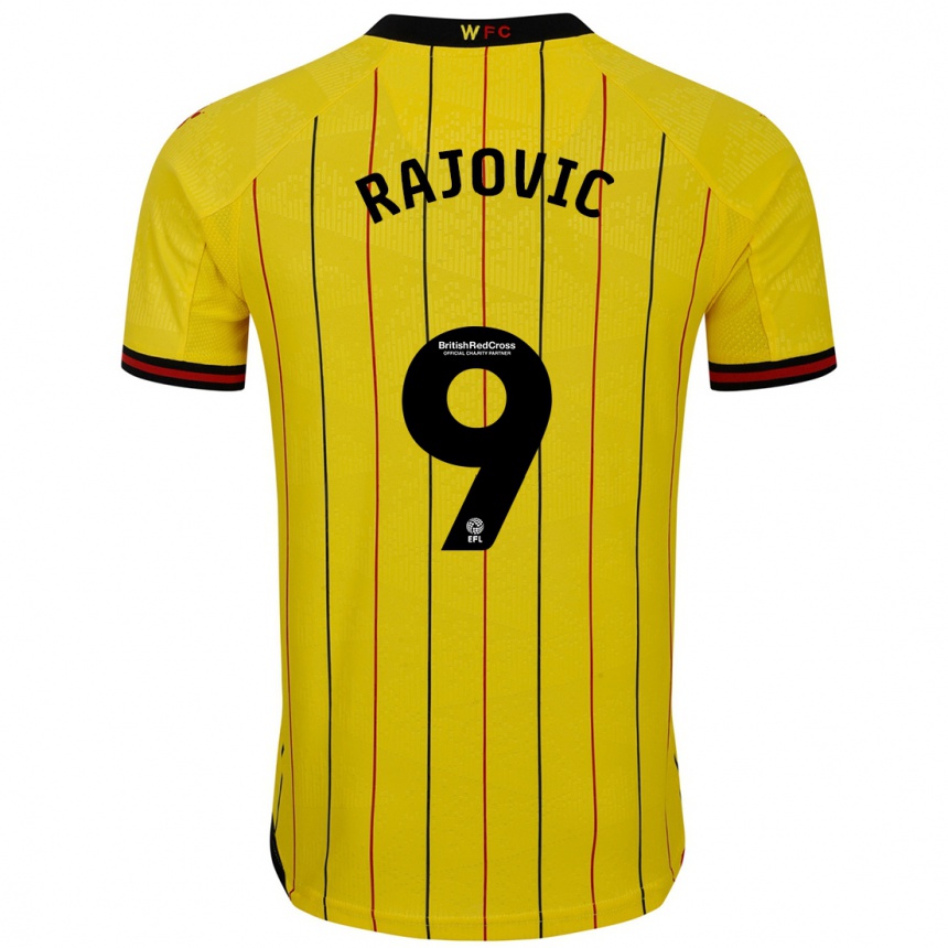 Kids Football Mileta Rajovic #9 Yellow Black Home Jersey 2024/25 T-Shirt