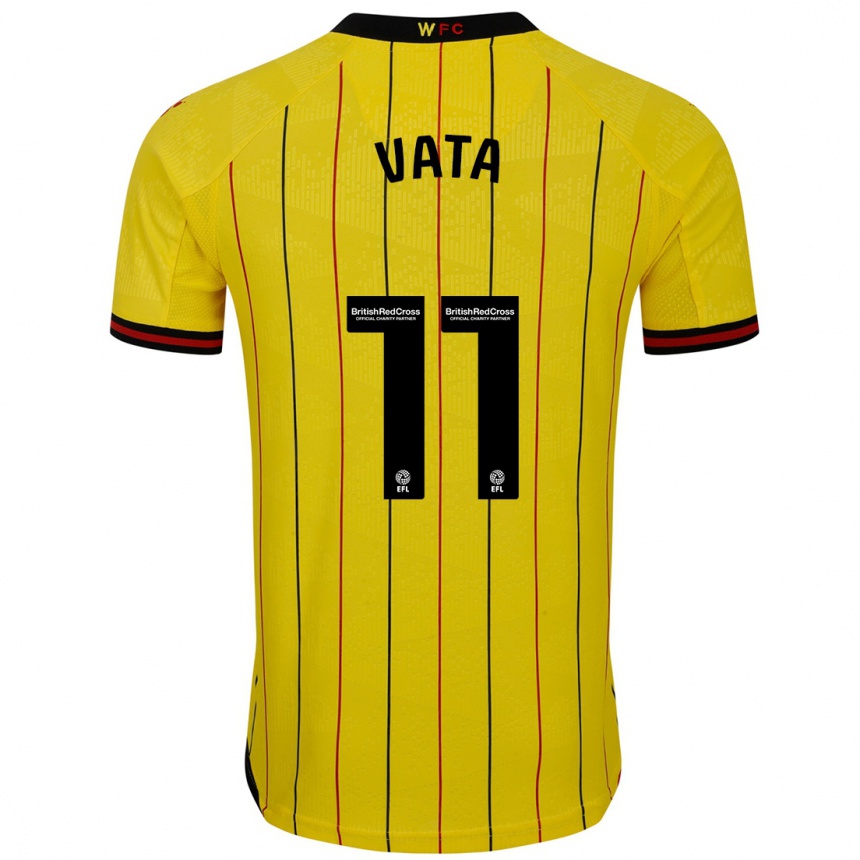 Kids Football Rocco Vata #11 Yellow Black Home Jersey 2024/25 T-Shirt