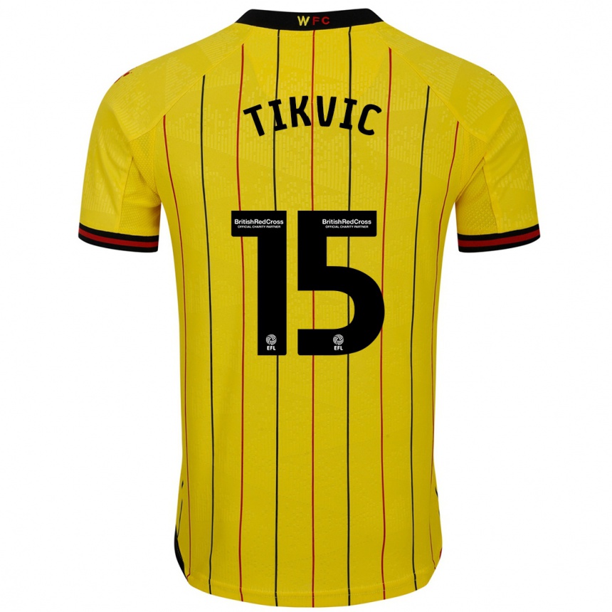 Kids Football Antonio Tikvic #15 Yellow Black Home Jersey 2024/25 T-Shirt