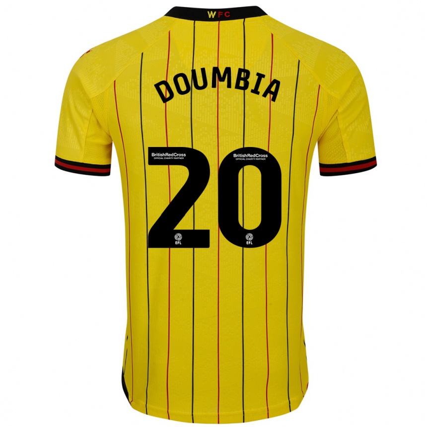 Kids Football Mamadou Doumbia #20 Yellow Black Home Jersey 2024/25 T-Shirt