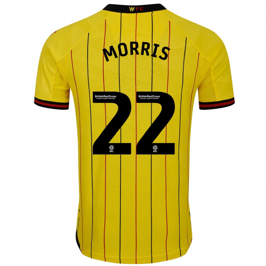 Kids Football James Morris #22 Yellow Black Home Jersey 2024/25 T-Shirt