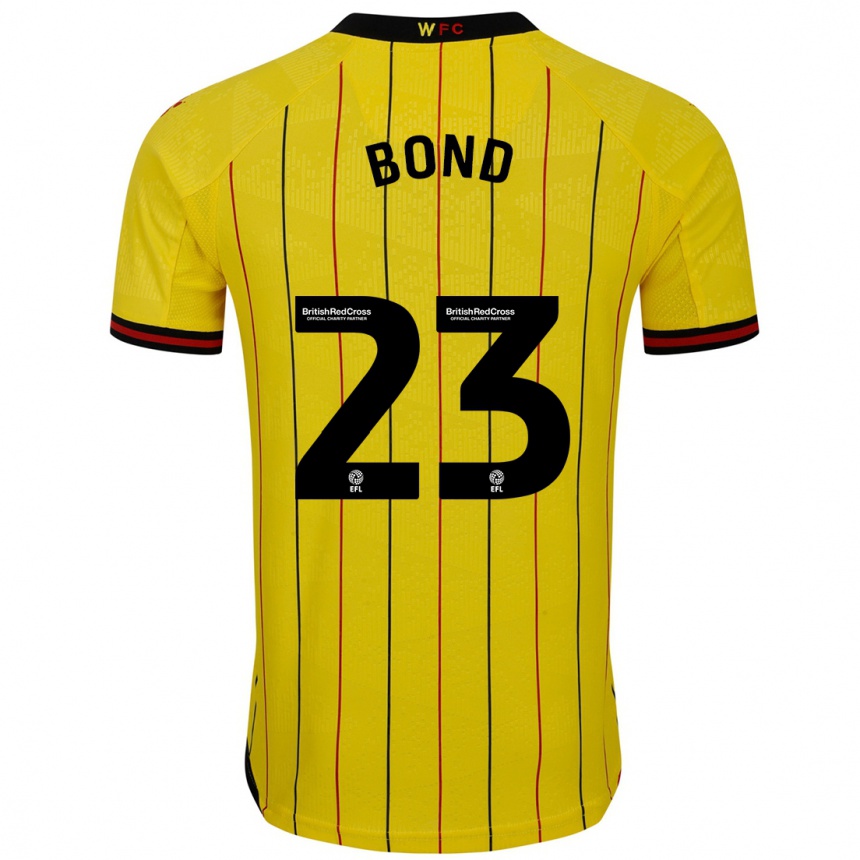 Kids Football Jonathan Bond #23 Yellow Black Home Jersey 2024/25 T-Shirt