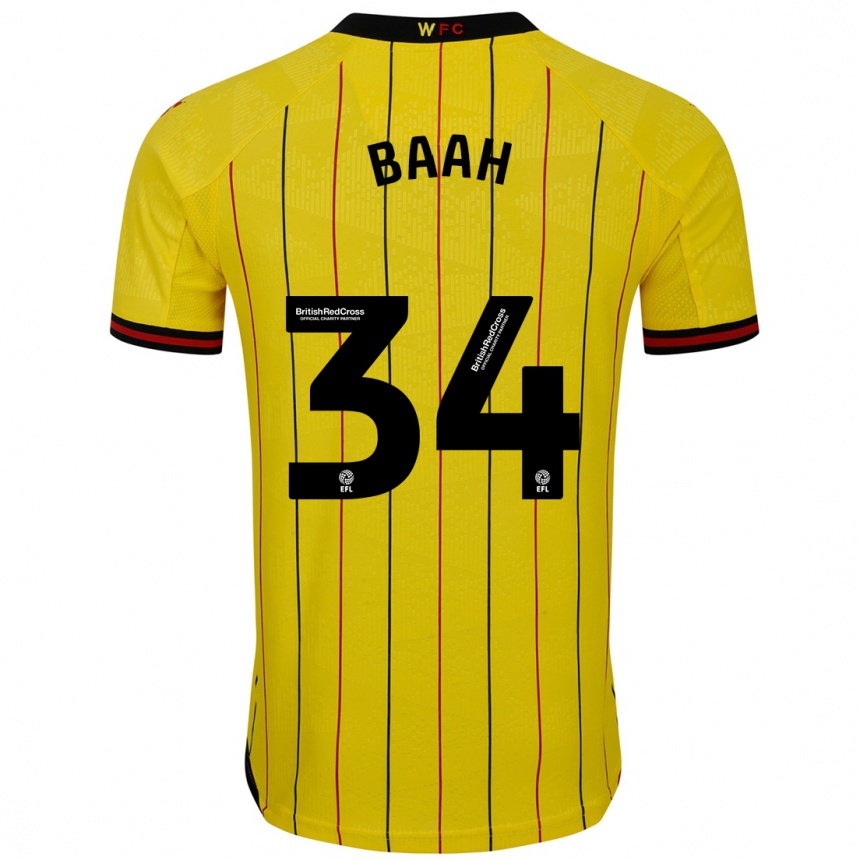 Kids Football Kwadwo Baah #34 Yellow Black Home Jersey 2024/25 T-Shirt