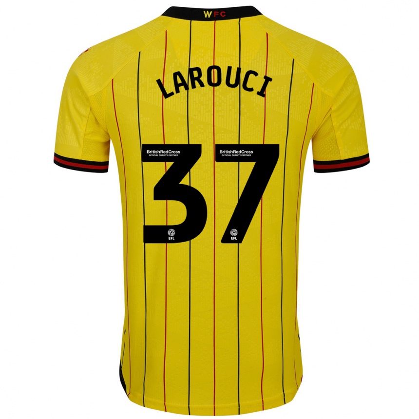 Kids Football Yasser Larouci #37 Yellow Black Home Jersey 2024/25 T-Shirt