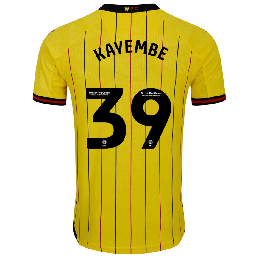 Kids Football Edo Kayembe #39 Yellow Black Home Jersey 2024/25 T-Shirt