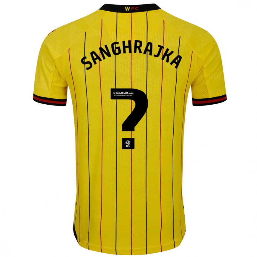 Kids Football Amar Sanghrajka #0 Yellow Black Home Jersey 2024/25 T-Shirt