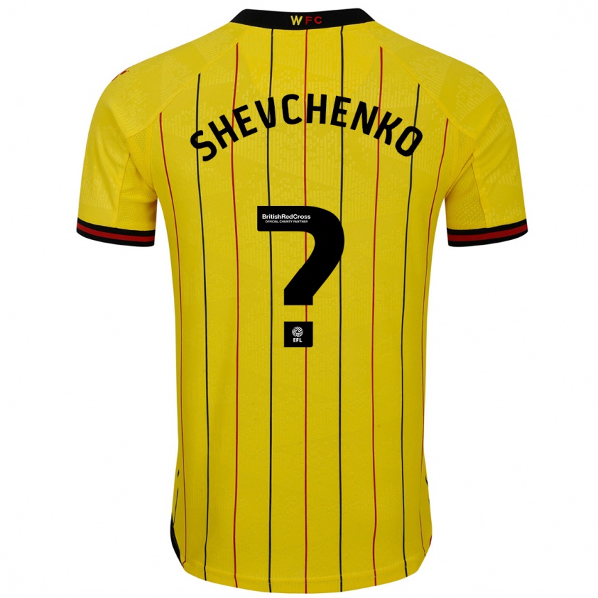 Kids Football Kristian Shevchenko #0 Yellow Black Home Jersey 2024/25 T-Shirt