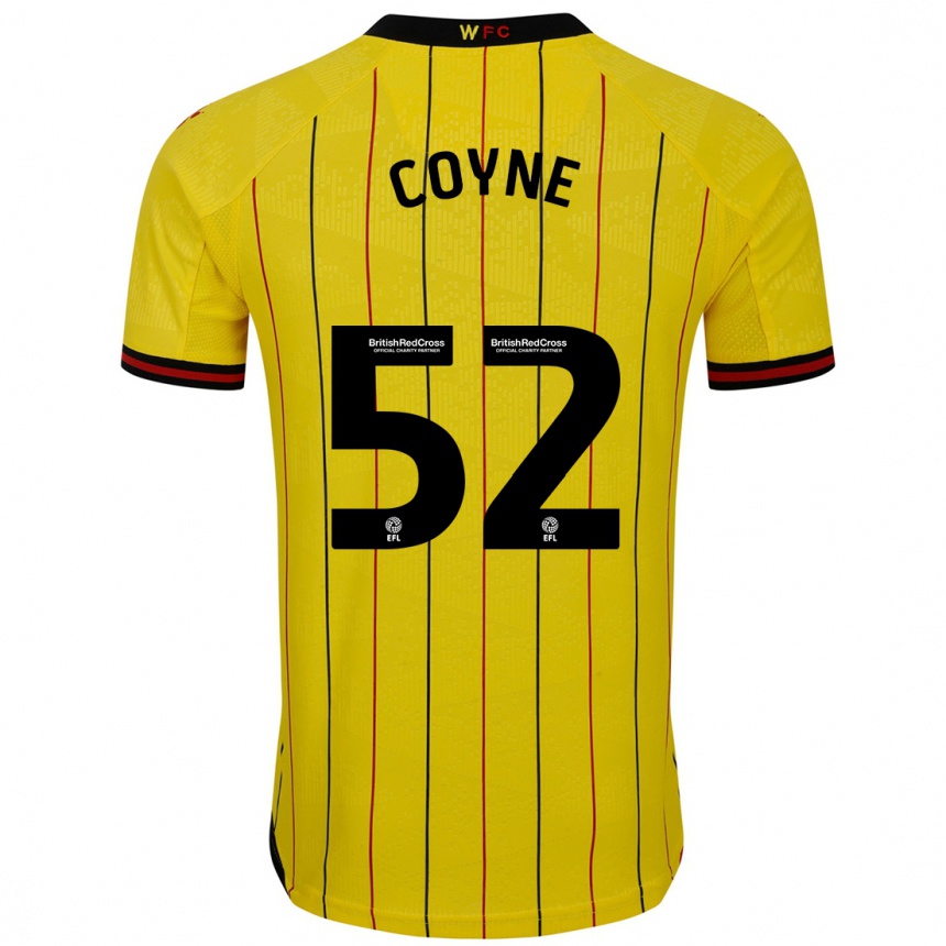 Kids Football Aidan Coyne #52 Yellow Black Home Jersey 2024/25 T-Shirt