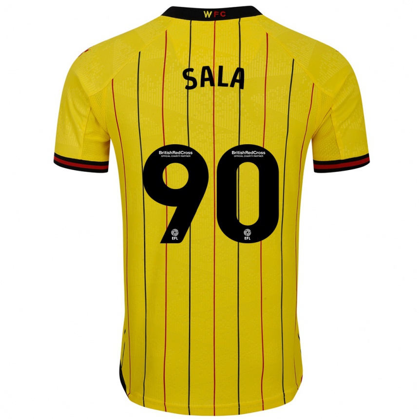 Kids Football Joel Sala #90 Yellow Black Home Jersey 2024/25 T-Shirt