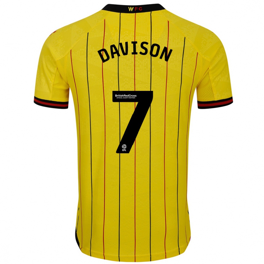 Kids Football Gemma Davison #7 Yellow Black Home Jersey 2024/25 T-Shirt