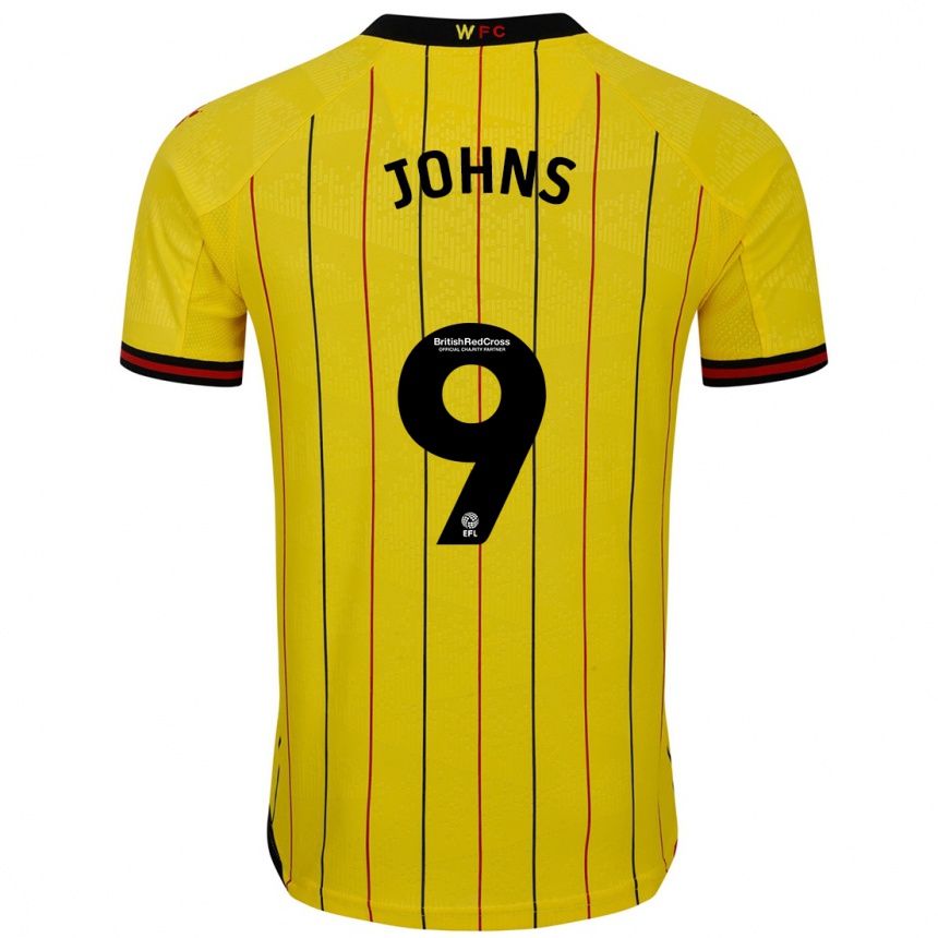 Kids Football Carly Johns #9 Yellow Black Home Jersey 2024/25 T-Shirt