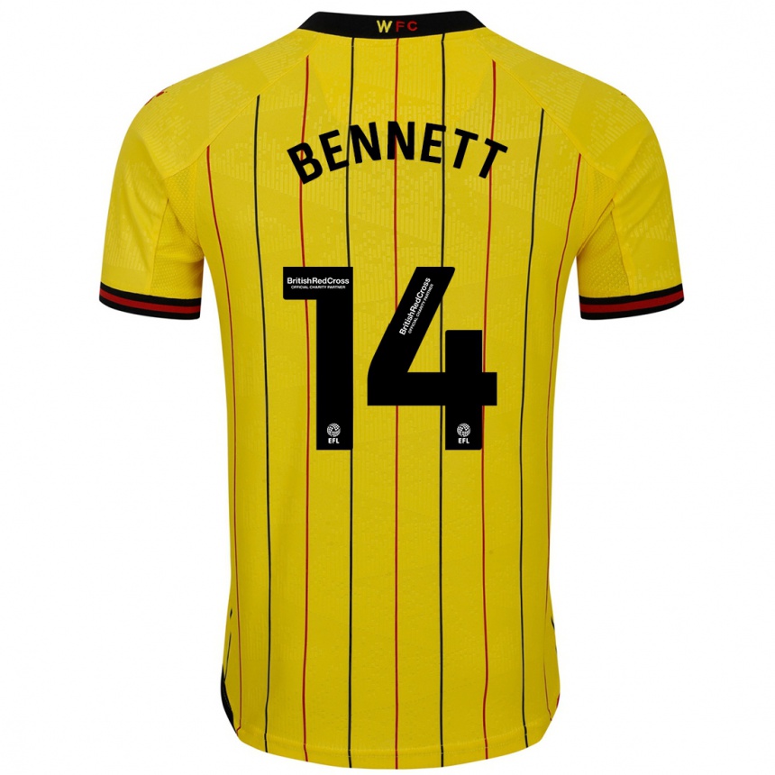 Kids Football Harley Bennett #14 Yellow Black Home Jersey 2024/25 T-Shirt