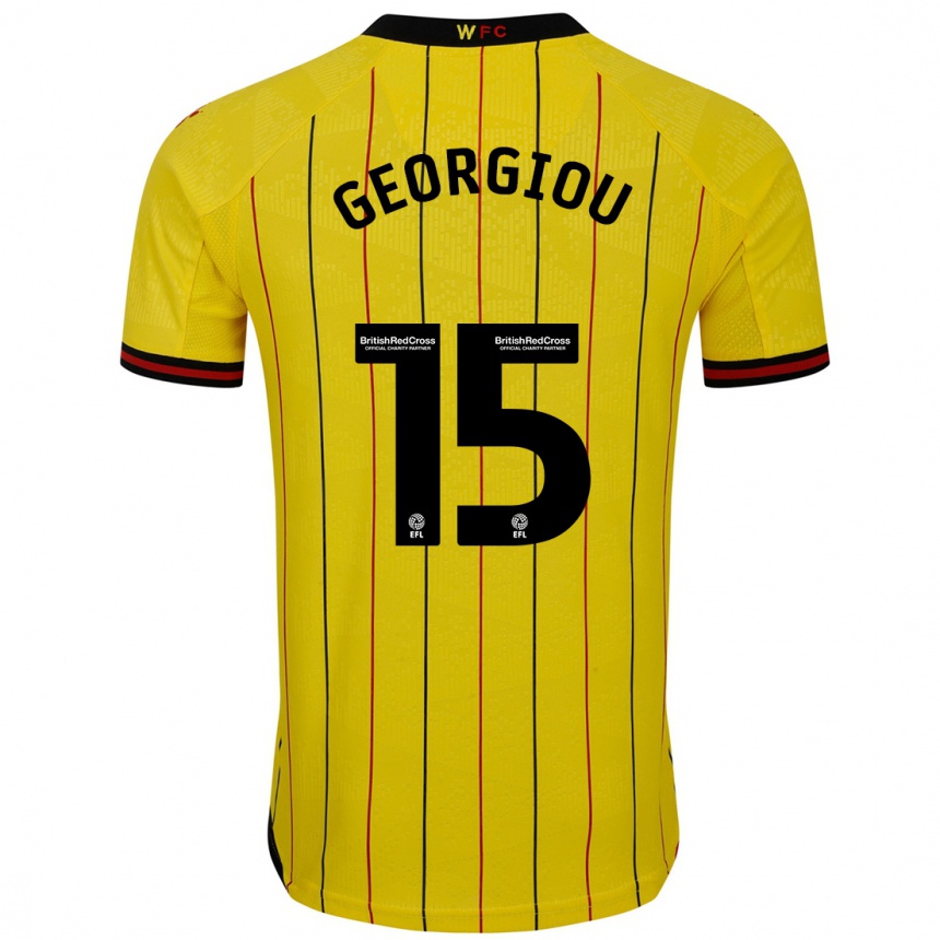 Kids Football Andria Georgiou #15 Yellow Black Home Jersey 2024/25 T-Shirt