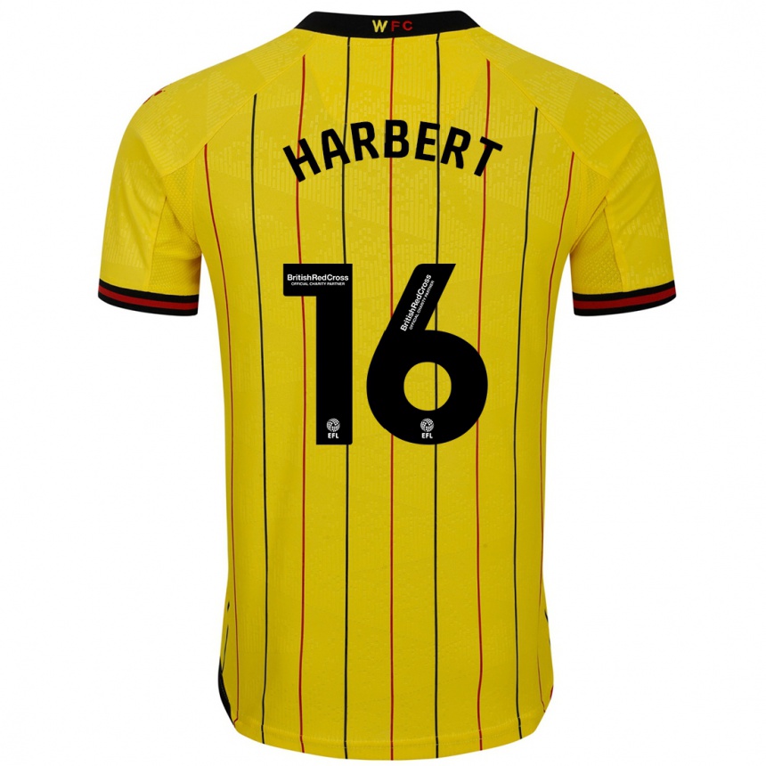 Kids Football Laila Harbert #16 Yellow Black Home Jersey 2024/25 T-Shirt