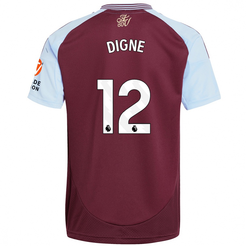 Kids Football Lucas Digne #12 Burgundy Sky Blue Home Jersey 2024/25 T-Shirt