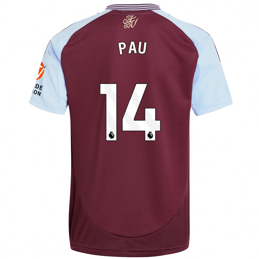 Kids Football Pau Torres #14 Burgundy Sky Blue Home Jersey 2024/25 T-Shirt