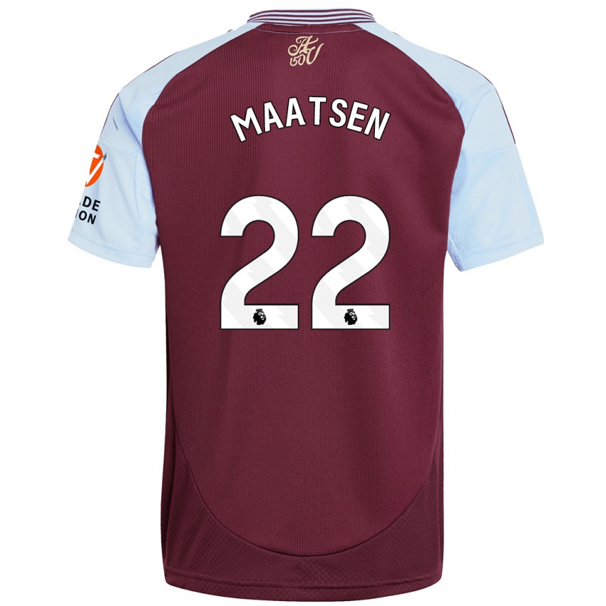 Kids Football Ian Maatsen #22 Burgundy Sky Blue Home Jersey 2024/25 T-Shirt