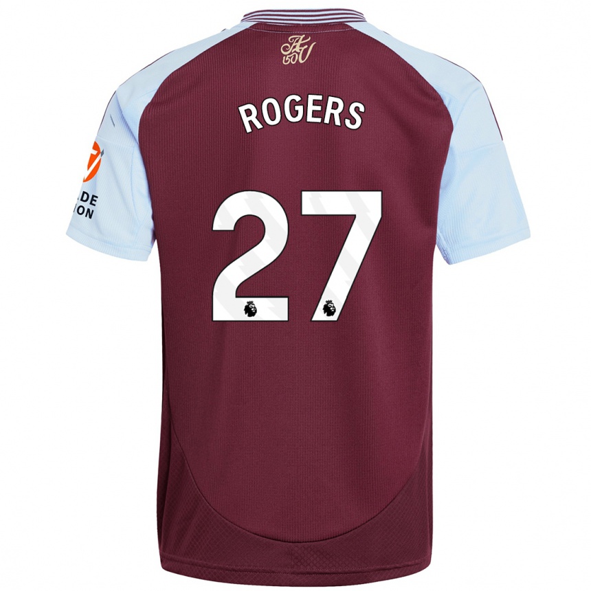 Kids Football Morgan Rogers #27 Burgundy Sky Blue Home Jersey 2024/25 T-Shirt